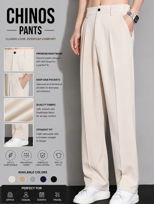 Premium Men's Chinos Pants | Slim Fit Casual Trousers | 50% OFF | Rs. 799 Only