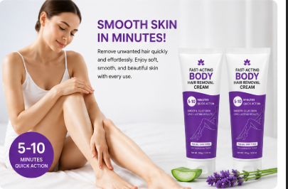 Fast-Acting Body Hair Removal Cream for Men & Women – Smooth & Painless Hair Removal in Minutes (Pack of 2)