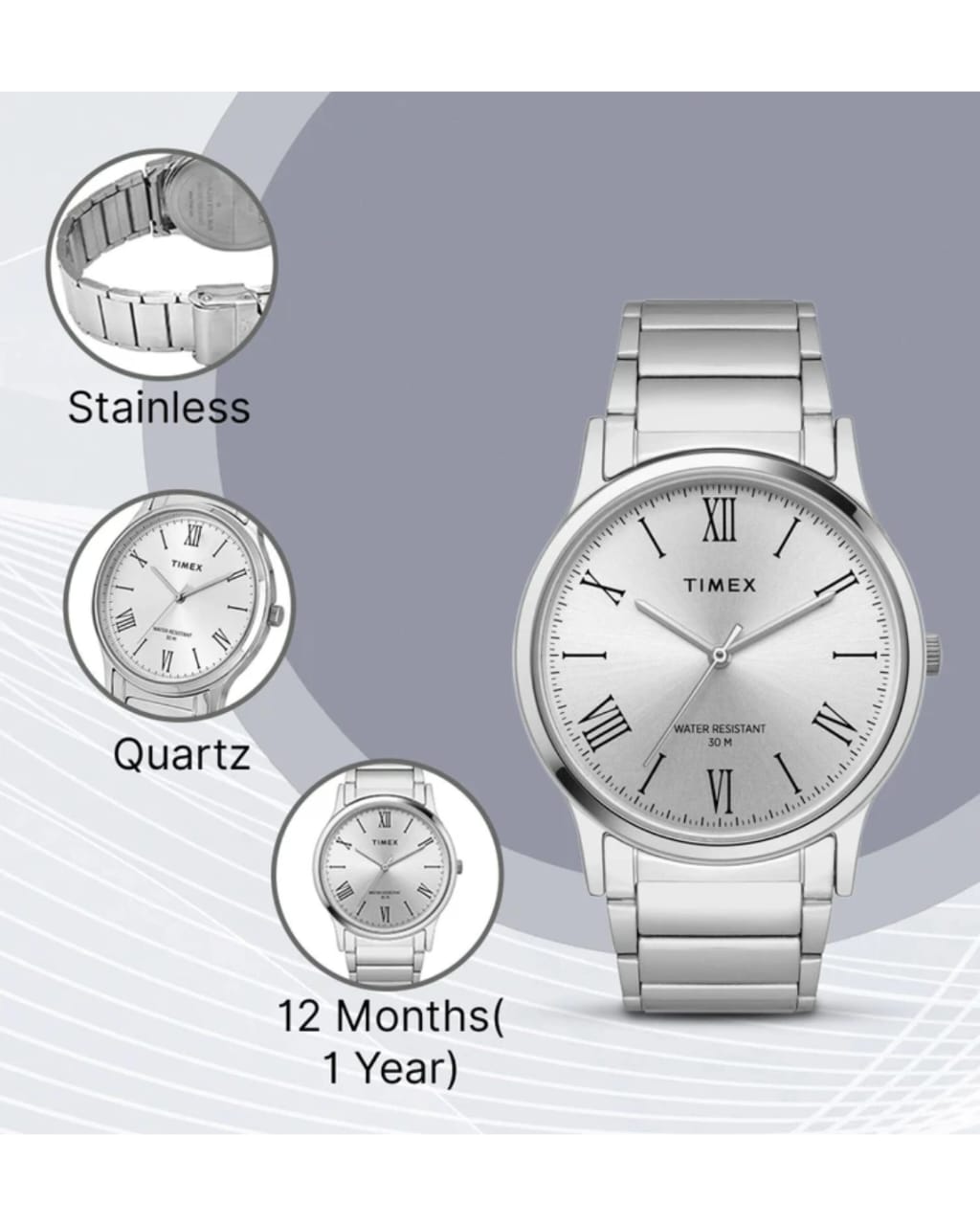 Timex Men's Analog Quartz Watch | Silver Stainless Steel Strap | Water Resistant Classic Casual & Formal Wrist Watch ⌚✨